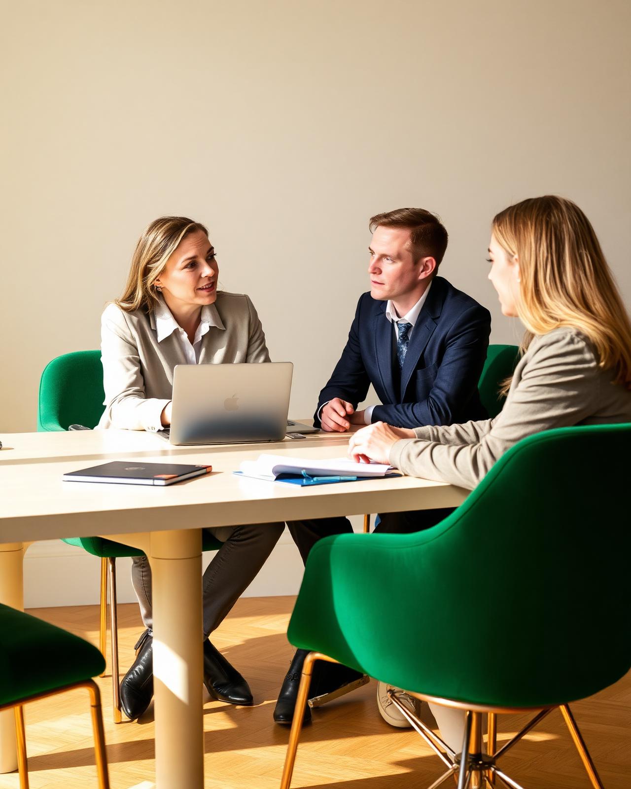 Technology recruitment conversation across a table
